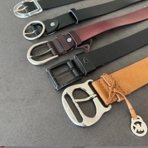 Leather Belt BUNDLE (5) Michael Kors, Halogen, Nixon, etc M/L - Picture 2 of 6